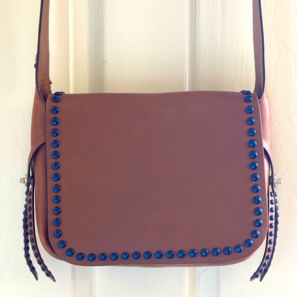 Coach Tan Leather Studded Rivets Dakotah Crossbody Shoulder Bag - Picture 1 of 11